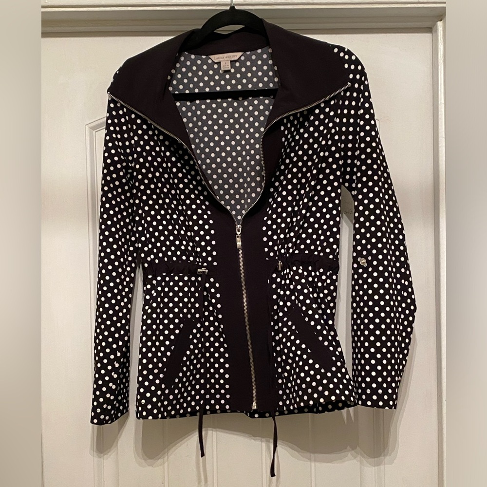 Laura Ashley Black and White Polka Dot Utility Jacket